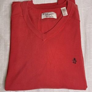 Original Penguin by Munsingwear Red V Neck Sweater Men’s Size XL